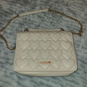Love Moschino Cream Heart Quilted Women's Bag